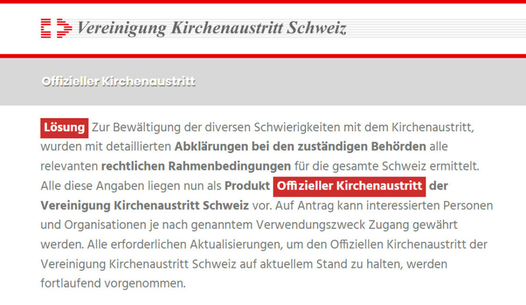 Kirchenaustritt Schweiz